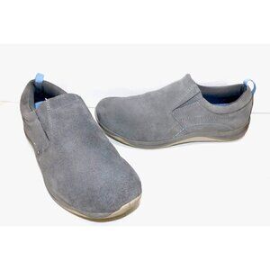 LANDS END gray suede leather slip on walking shoes, woman's size 6D